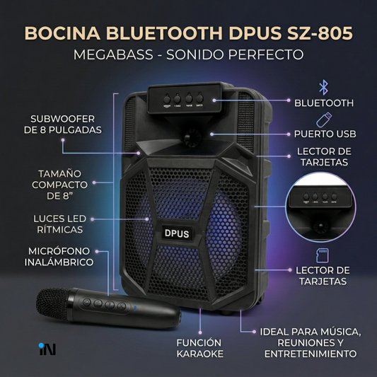 BOCINA MEGA BASS SZ-805 - 8" pulgadas.