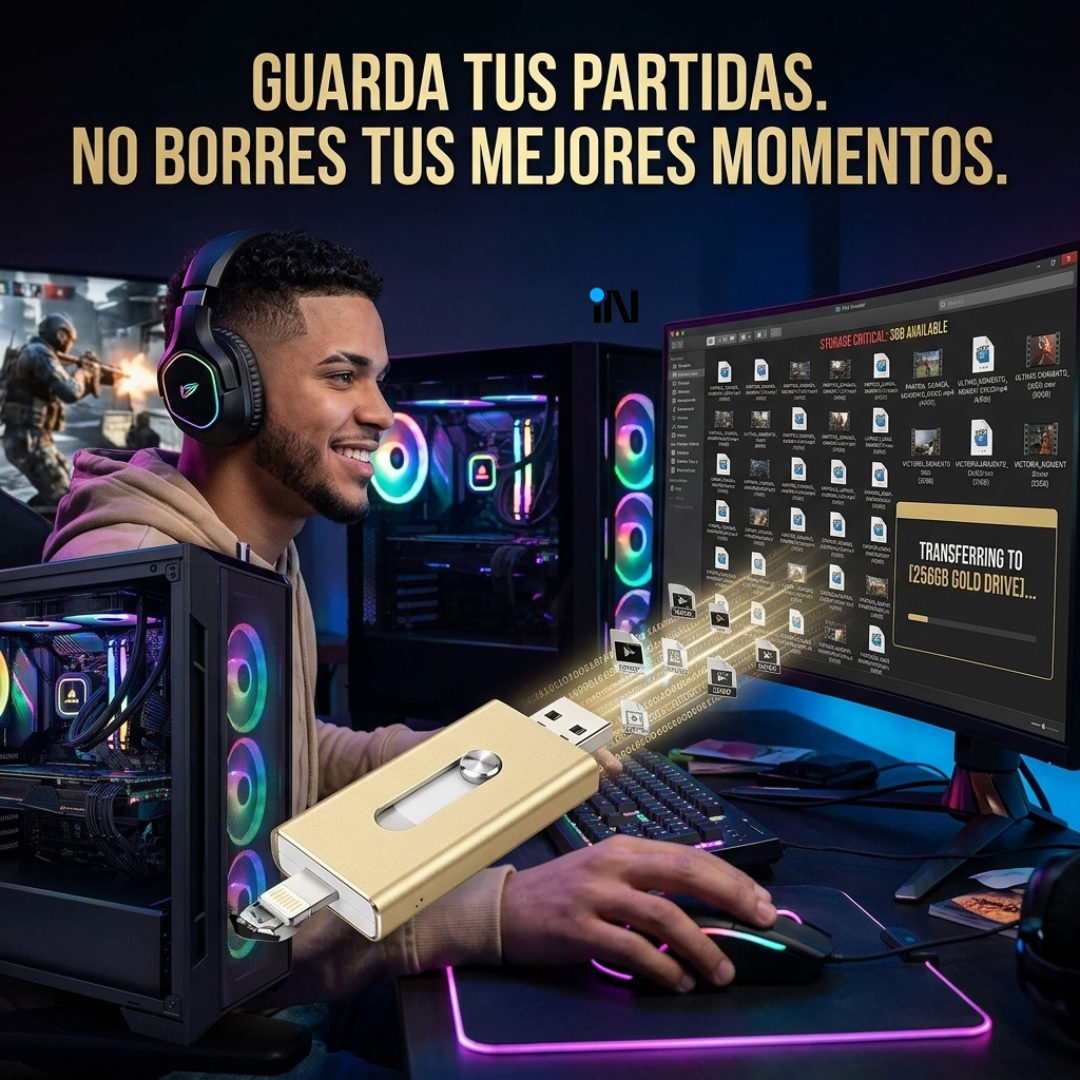 MEMORIA USB INTELIGENTE 3 EN 1 PARA CELULARES IPHONE, ANDROID Y COMPUTADORA  - 256 GB