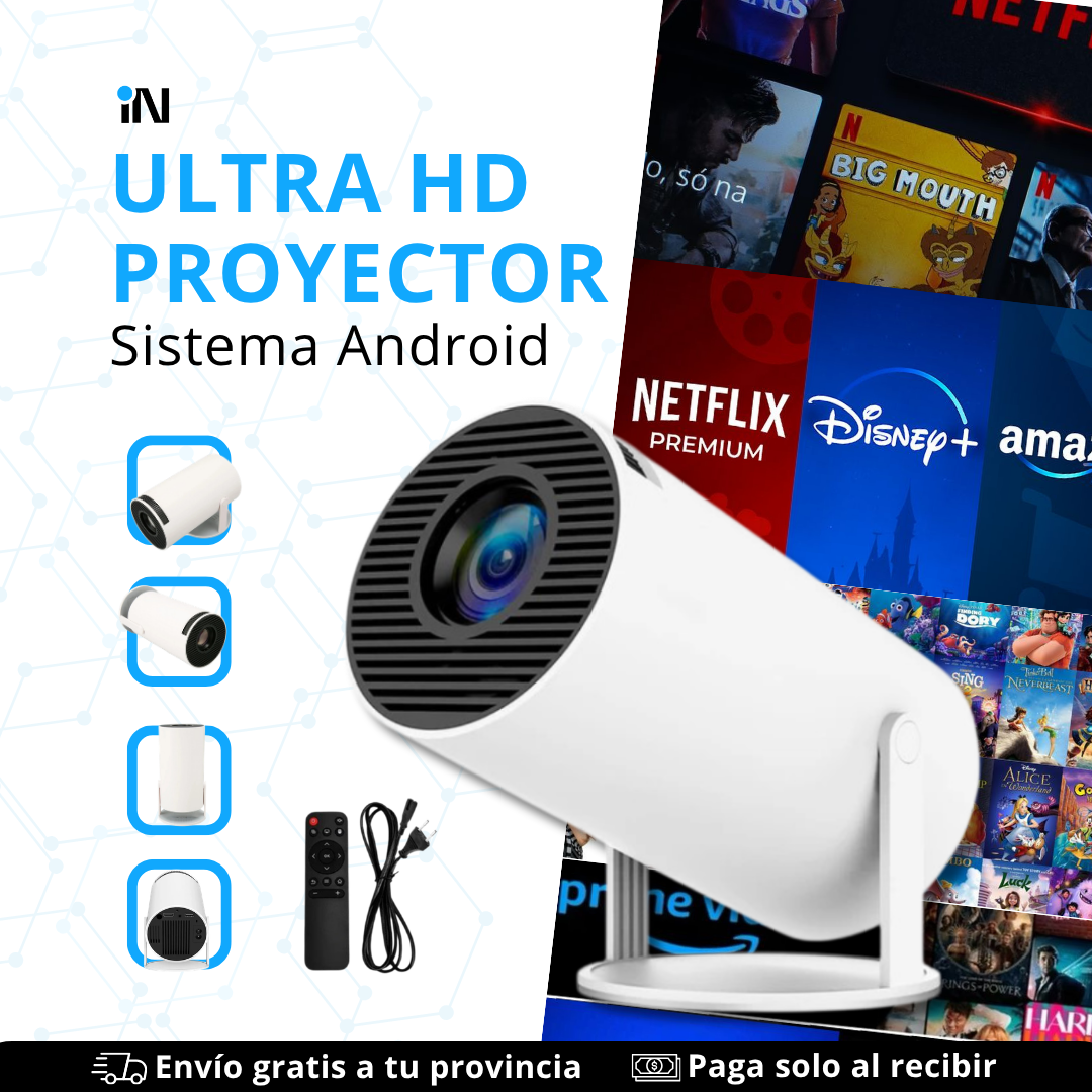 MINI PROYECTOR DE VIDEO PORTATIL ULTRA HD SISTEMA ANDROID