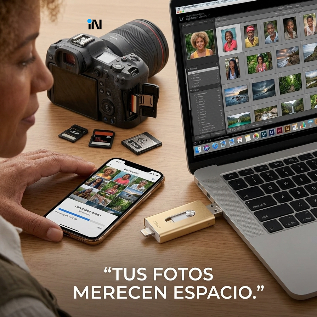 MEMORIA USB INTELIGENTE 3 EN 1 PARA CELULARES IPHONE, ANDROID Y COMPUTADORA  - 256 GB