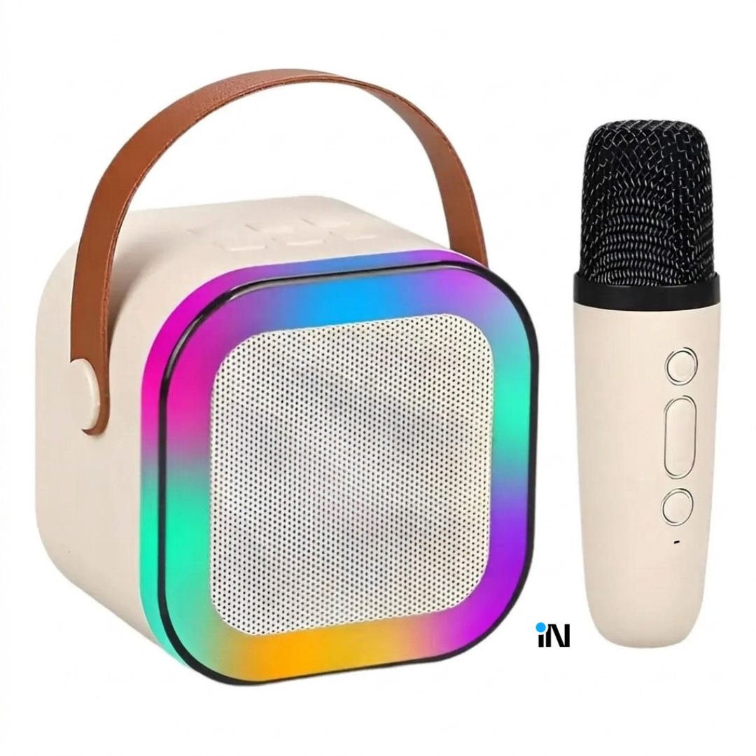 MINI BOCINA CON MICROFONO USB Y LUCES RGB