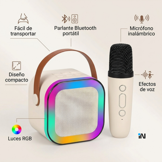 MINI BOCINA CON MICROFONO USB Y LUCES RGB