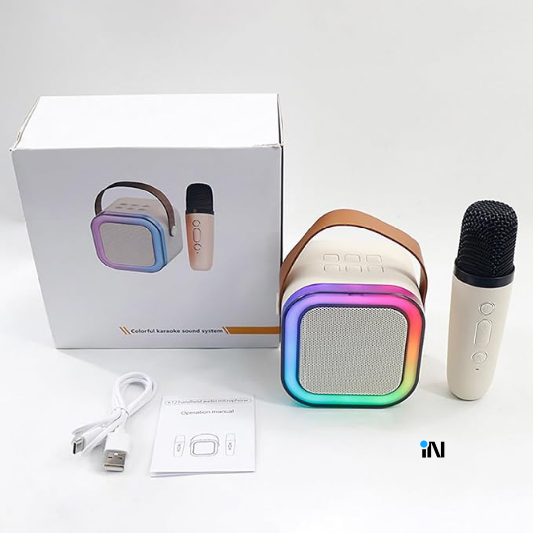 MINI BOCINA CON MICROFONO USB Y LUCES RGB