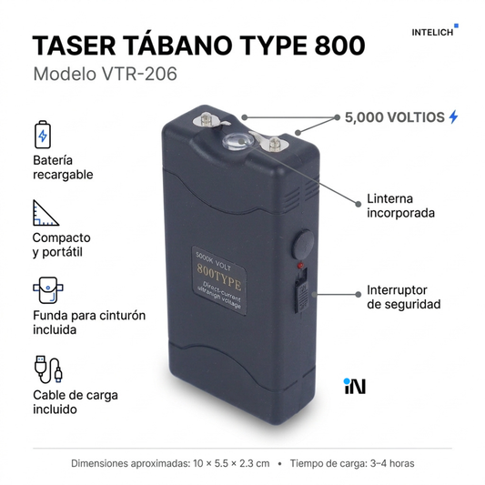 LINTERNA TÁCTICA DE SEGURIDAD TIPO 800 VTR-206