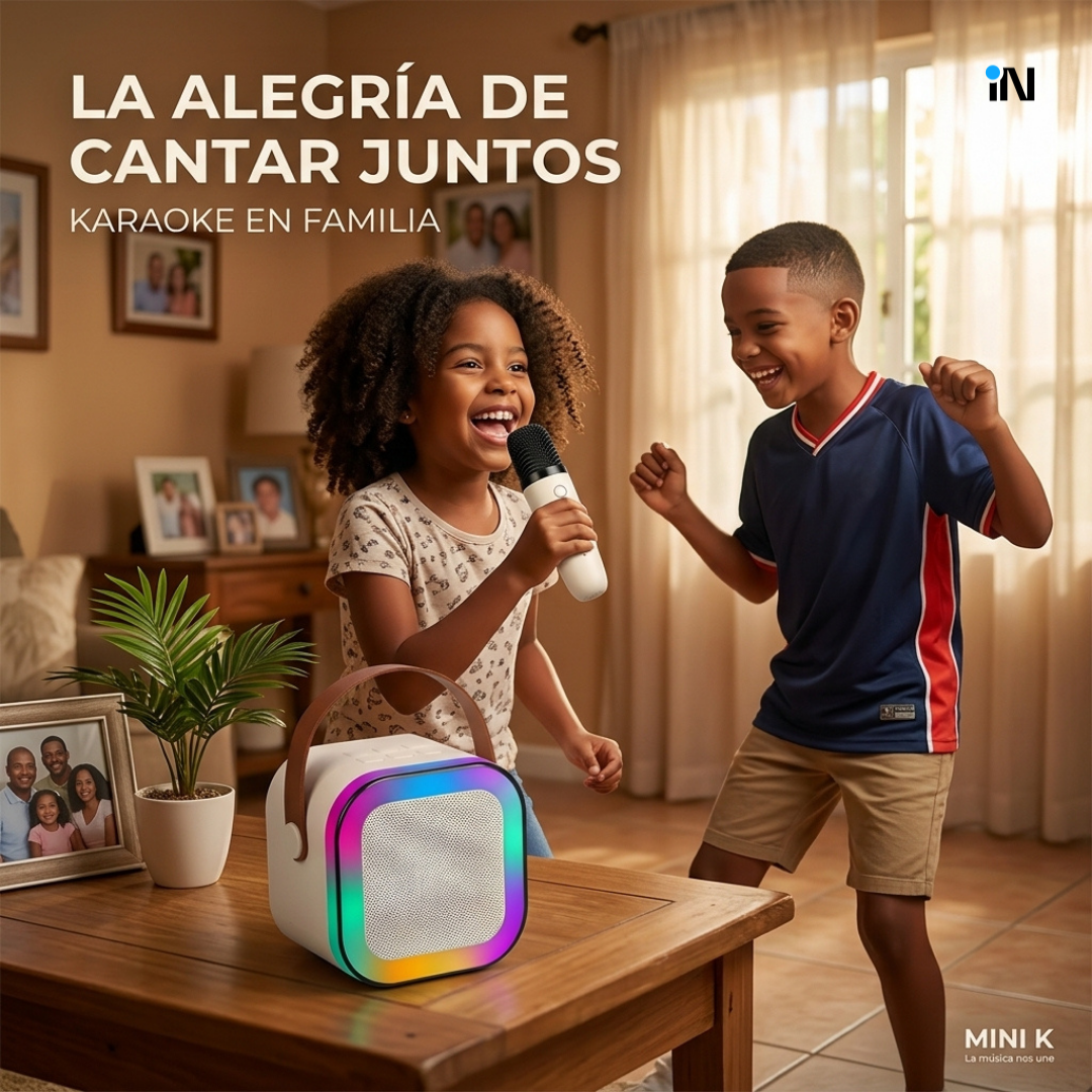 MINI BOCINA CON MICROFONO USB Y LUCES RGB