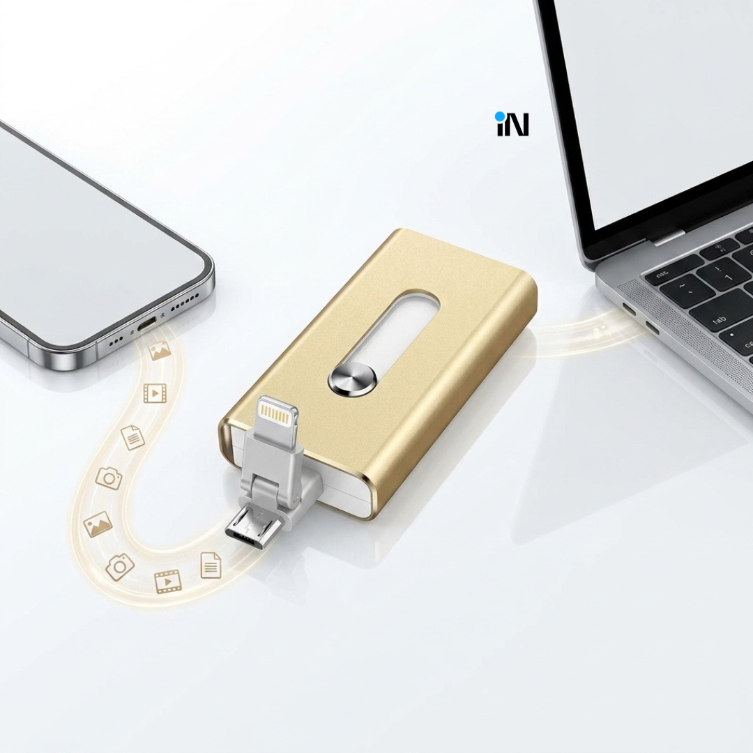 MEMORIA USB INTELIGENTE 3 EN 1 PARA CELULARES IPHONE, ANDROID Y COMPUTADORA  - 256 GB