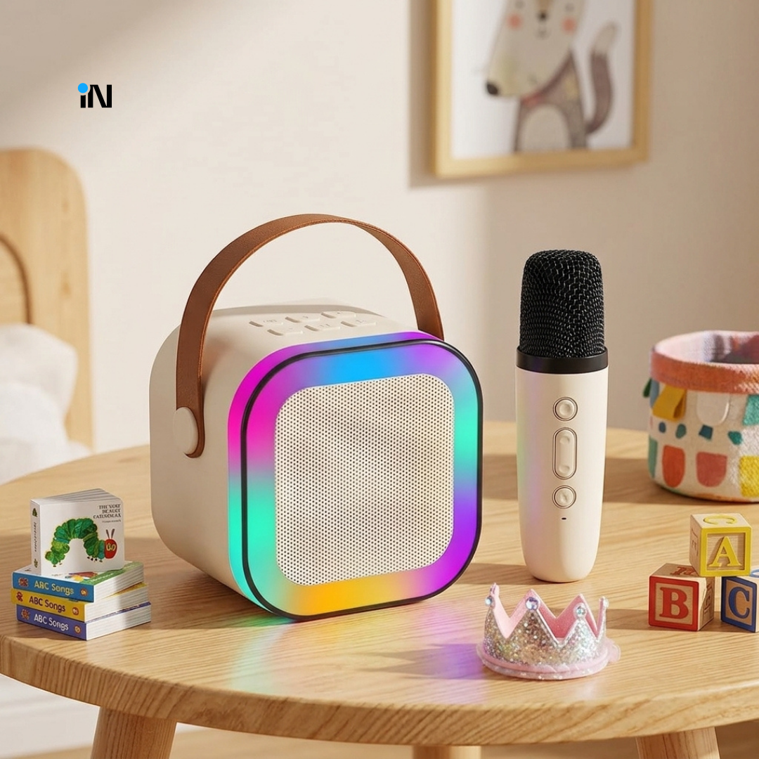 MINI BOCINA CON MICROFONO USB Y LUCES RGB