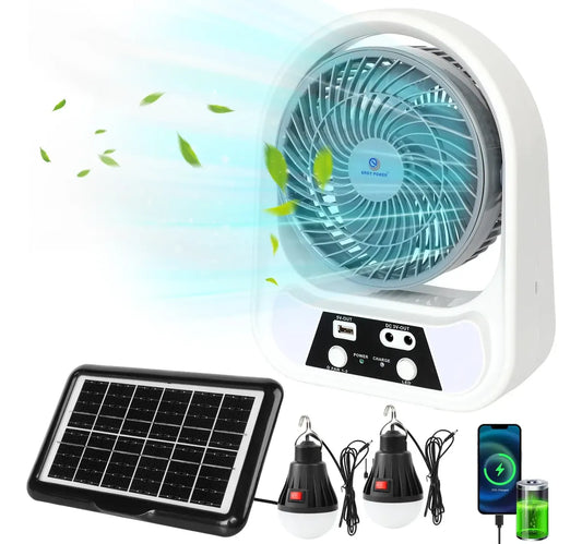 ABANICO SOLAR RECARGABLE PORTATIL 8"