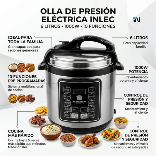OLLA DE PRESIÓN ELÉCTRICA INLEC DE 6 LITROS