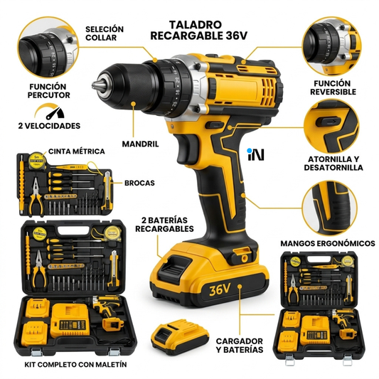 SET DE TALADRO RECARGABLE CON HERRAMIENTAS DW-22
